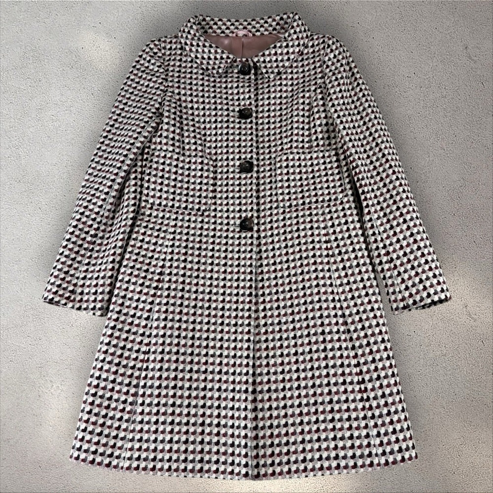 Hobbs Marilyn Anselm Lambswool Tweed Pink Pea Coat Overcoat Jacket UK 10 US 6
